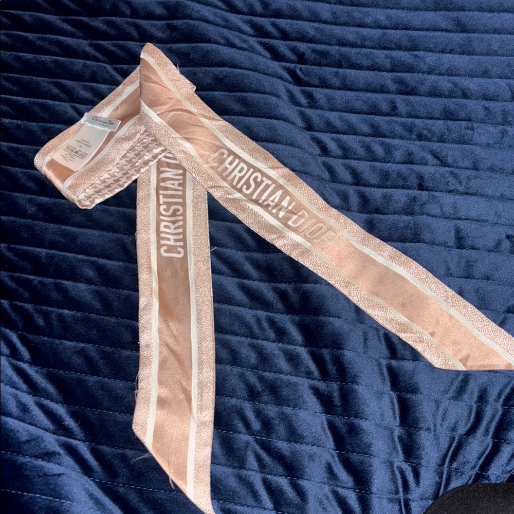 Christian Dior Tan and White twilly